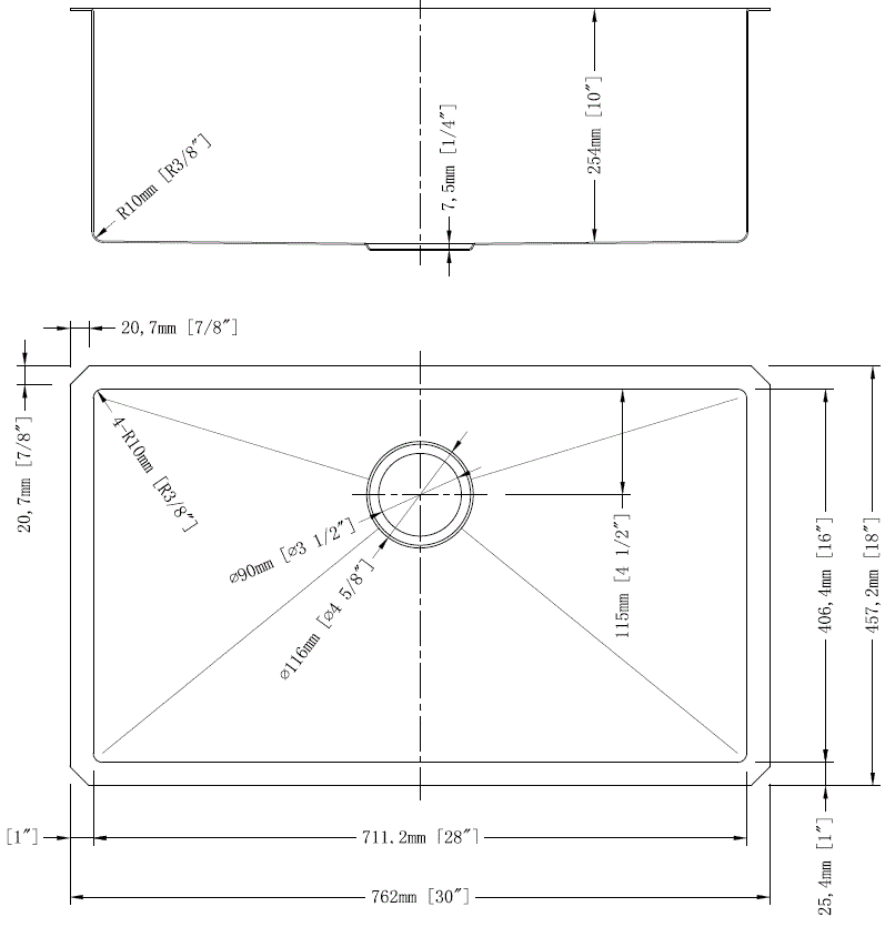 30" Single Bowl Under-Mount Sink - KS509 - Image 5