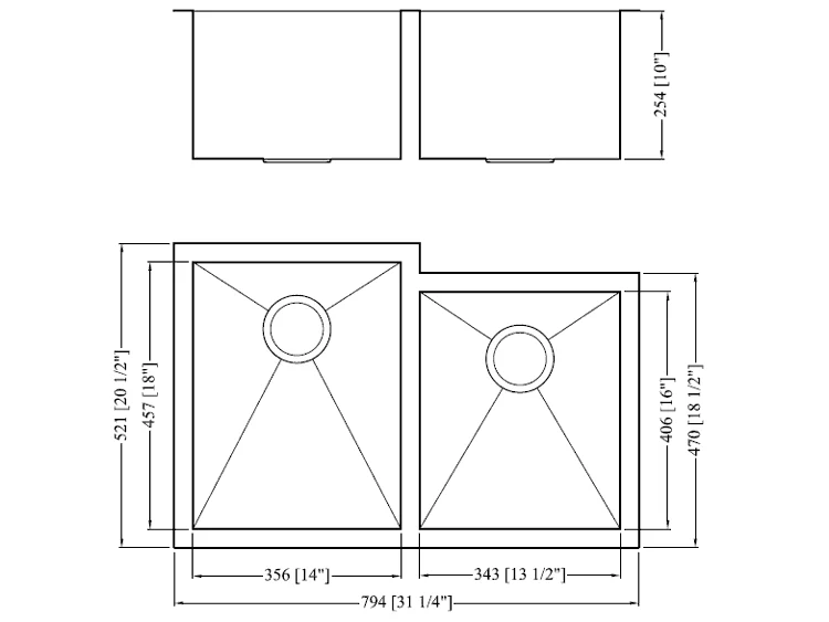 32" Double Bowl Under-Mount Sink - KS126L - Image 3