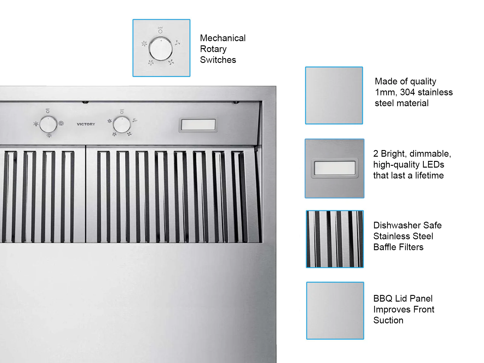 42 Inch 1200 CFM Outdoor Wall Mounted BBQ Range Hood - VICTORY Twister BBQ - Image 5