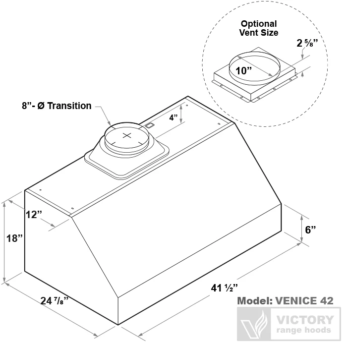 42 Inch 1200 CFM Under Cabinet Range Hood - Victory Venice - Image 7