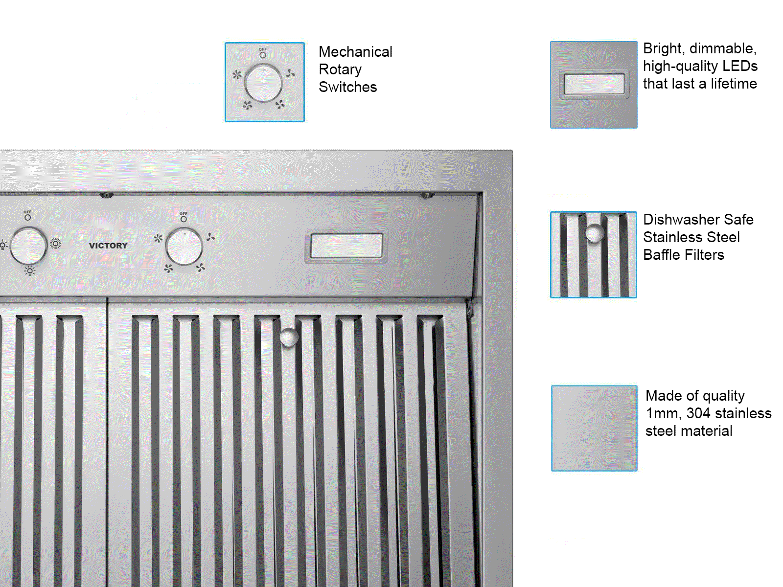 42 Inch Wall Mount Range Hood with 1200 CFM Remote Blower - VICTORY TwisterMAX - Image 4