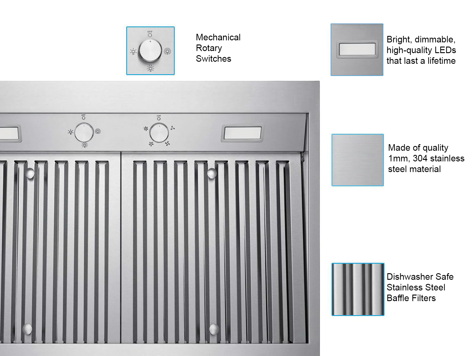 30 Inch 1200 CFM Under Cabinet Range Hood - VICTORY Hurricane - Image 3