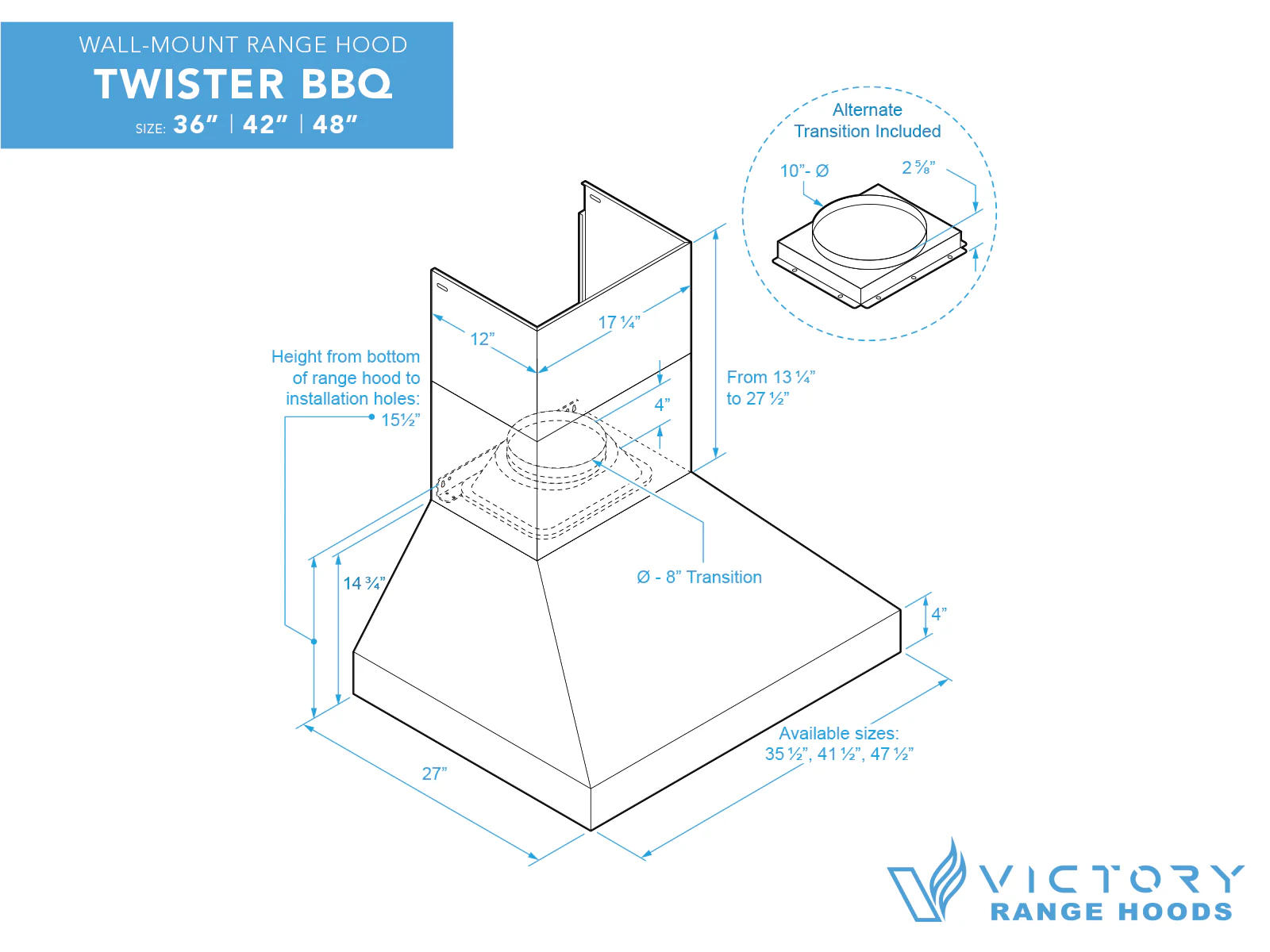 36 Inch 1200 CFM Outdoor Range Hood for Barbeques - VICTORY Twister BBQ - Image 7