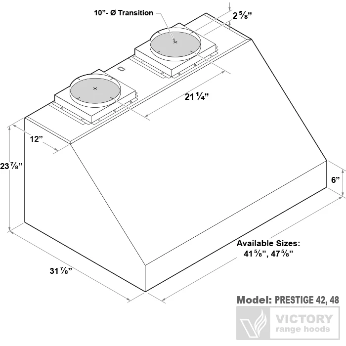 42 Inch 2300 CFM BBQ Range Hood - VICTORY Prestige - Image 6