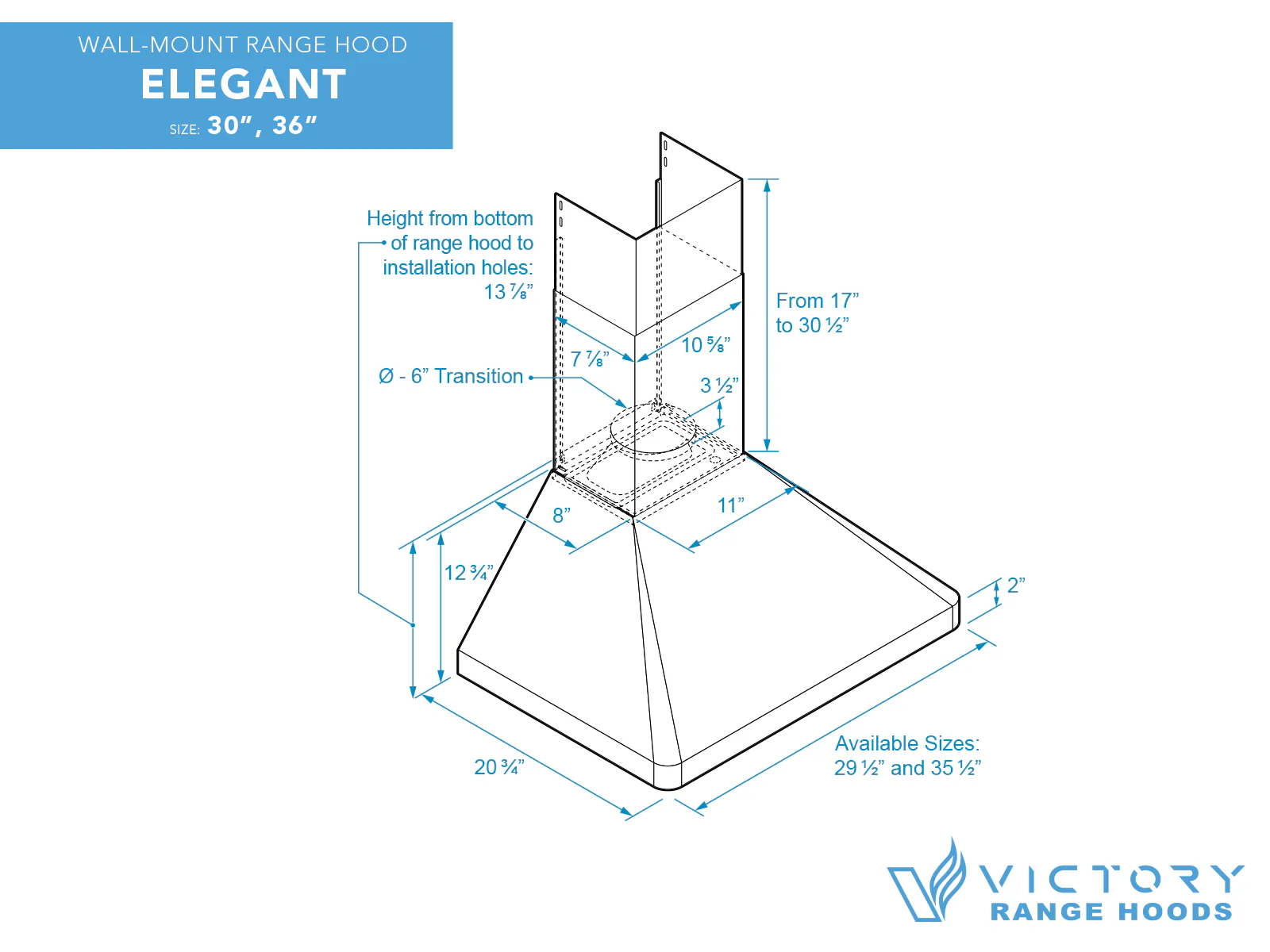 30 Inch 600 CFM Wall Mounted Range Hood - VICTORY Elegant - Image 8