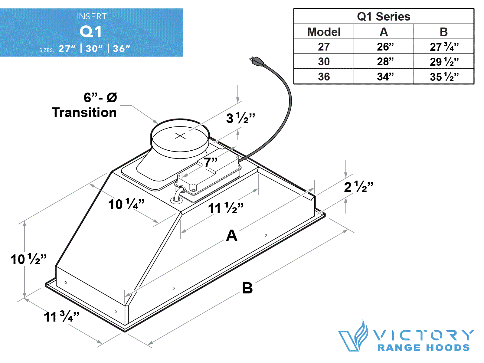 30 Inch 600 CFM Range Hood Insert - VICTORY Q1 - Image 9