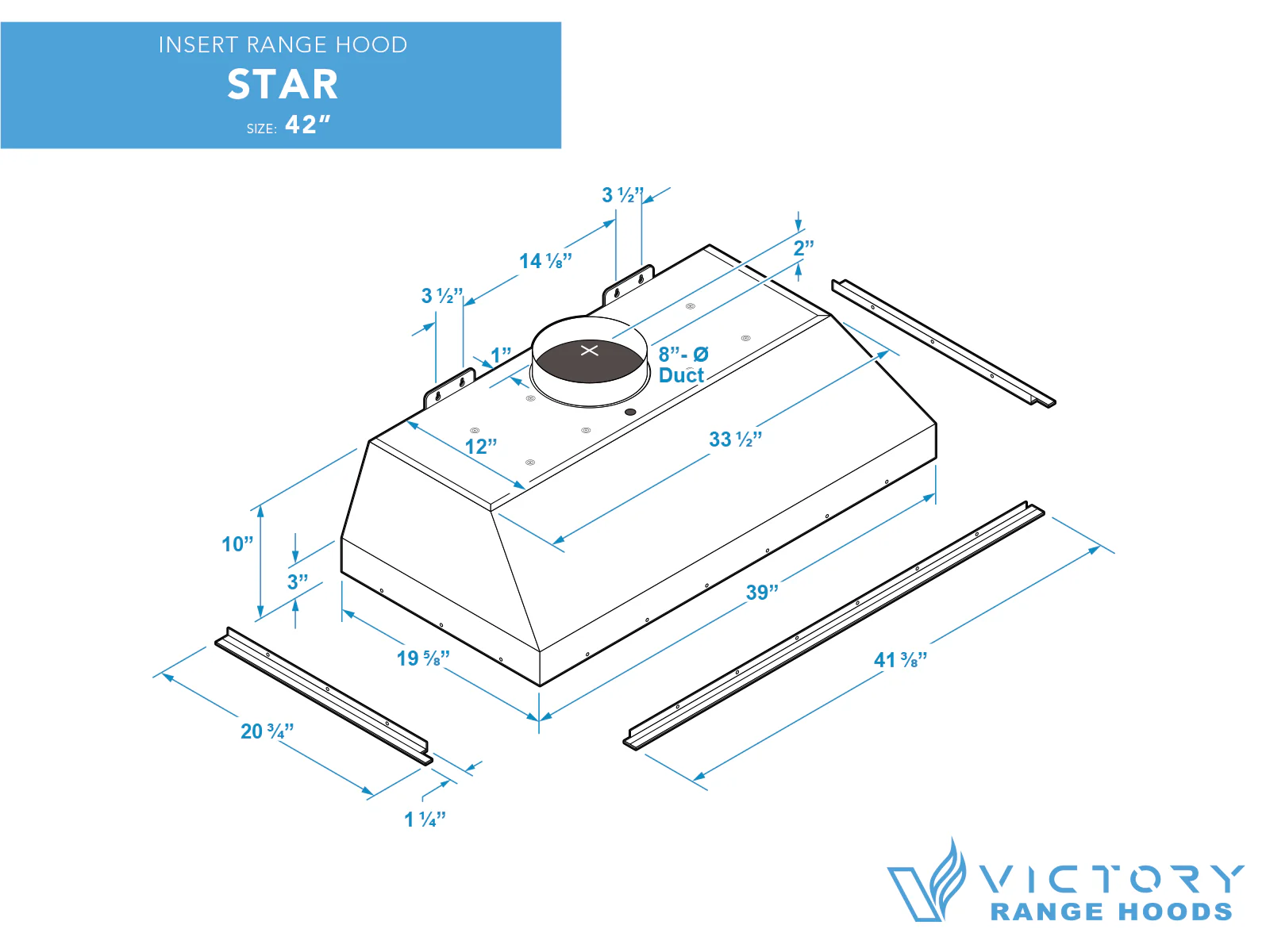 42 inch 900 CFM Range Hood Insert - VICTORY Star - Image 5