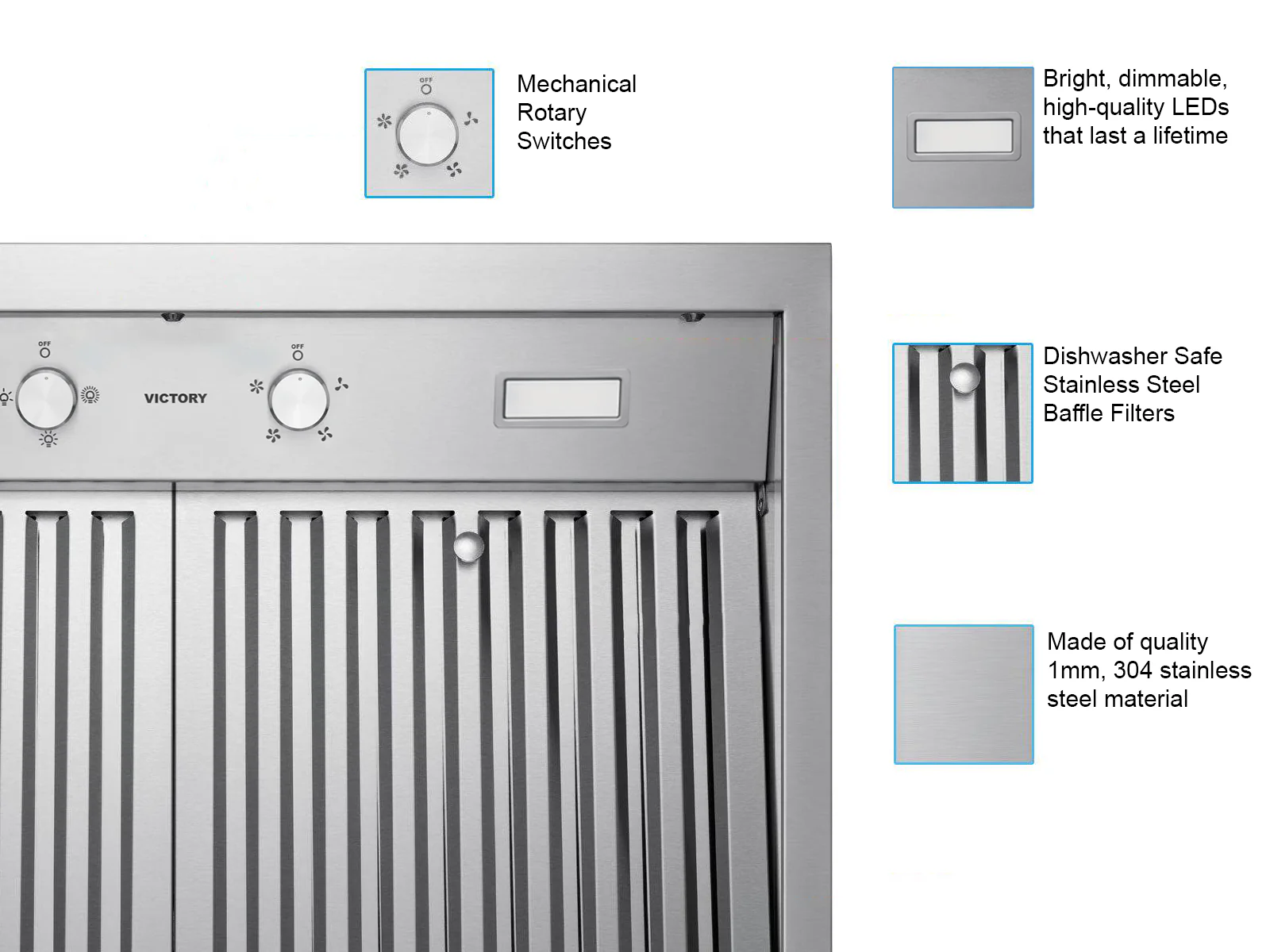 42 inch 750 CFM Wall Mount Range Hood - VICTORY Twister - Image 5